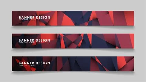 Abstract rectangle vector banners with red black geometric gradient backgroun Stock Illustration