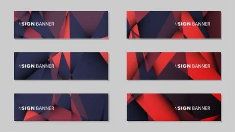 Abstract rectangle vector banners with red black geometric gradient backgroun Stock Illustration