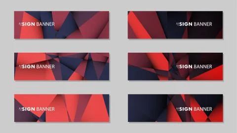Abstract rectangle vector banners with red black geometric gradient backgroun Stock Illustration