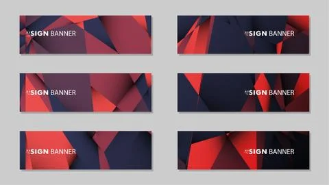 Abstract rectangle vector banners with red black geometric gradient backgroun 스톡 일러스트