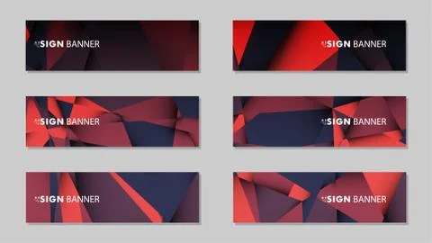 Abstract rectangle vector banners with red black geometric gradient backgroun 스톡 일러스트