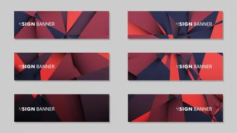 Abstract rectangle vector banners with red black geometric gradient backgroun Illustrazione stock