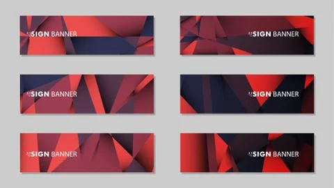 Abstract rectangle vector banners with red black geometric gradient backgroun 스톡 일러스트