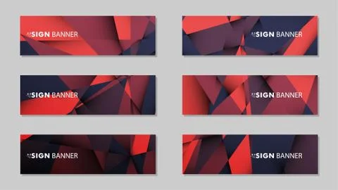 Abstract rectangle vector banners with red black geometric gradient backgroun Stock Illustration