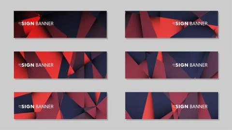 Abstract rectangle vector banners with red black geometric gradient backgroun 库存插图