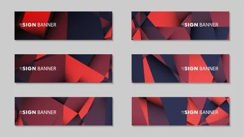 Abstract rectangle vector banners with red black geometric gradient backgroun イラスト素材