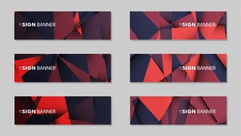 Abstract rectangle vector banners with red black geometric gradient backgroun Illustrazione stock