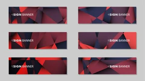 Abstract rectangle vector banners with red black geometric gradient backgroun イラスト素材