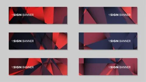 Abstract rectangle vector banners with red black geometric gradient backgroun Illustrazione stock