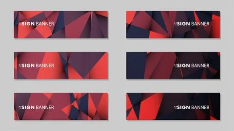 Abstract rectangle vector banners with red black geometric gradient backgroun Stock Illustration