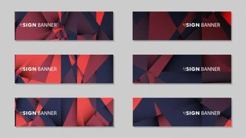 Abstract rectangle vector banners with red black geometric gradient backgroun Illustrazione stock