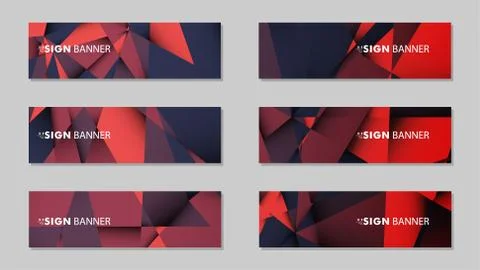 Abstract rectangle vector banners with red black geometric gradient backgroun 스톡 일러스트