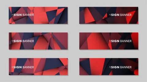 Abstract rectangle vector banners with red black geometric gradient backgroun Illustrazione stock