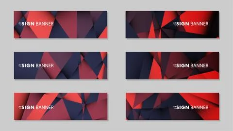 Abstract rectangle vector banners with red black geometric gradient backgroun 库存插图