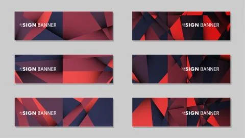Abstract rectangle vector banners with red black geometric gradient backgroun Illustrazione stock