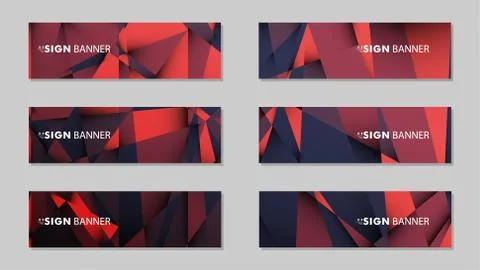 Abstract rectangle vector banners with red black geometric gradient backgroun 스톡 일러스트