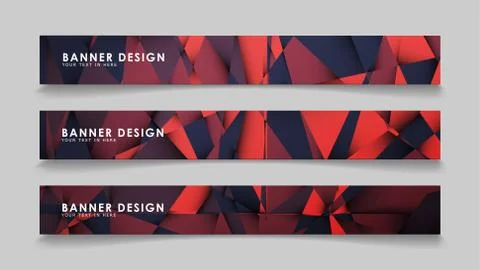 Abstract rectangle vector banners with red black geometric gradient backgroun 스톡 일러스트