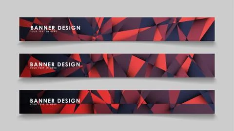 Abstract rectangle vector banners with red black geometric gradient backgroun Illustrazione stock
