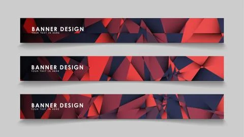 Abstract rectangle vector banners with red black geometric gradient backgroun Stock Illustration