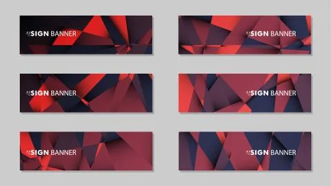 Abstract rectangle vector banners with red black geometric gradient backgroun Illustrazione stock