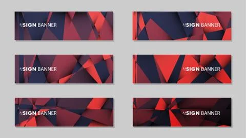 Abstract rectangle vector banners with red black geometric gradient backgroun 스톡 일러스트