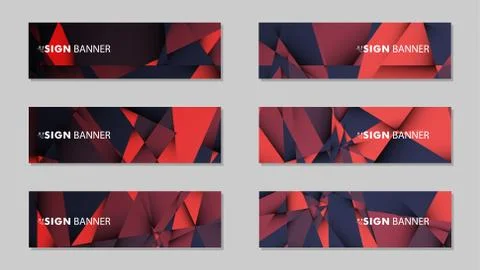 Abstract rectangle vector banners with red black geometric gradient backgroun 스톡 일러스트