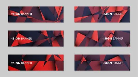 Abstract rectangle vector banners with red black geometric gradient backgroun Illustrazione stock