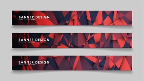 Abstract rectangle vector banners with red black geometric gradient backgroun Stock Illustration