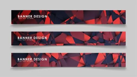 Abstract rectangle vector banners with red black geometric gradient backgroun 스톡 일러스트