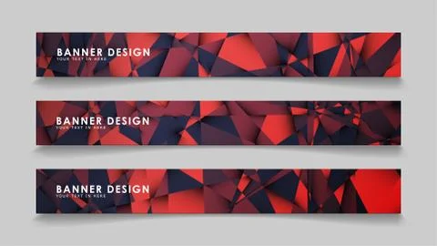 Abstract rectangle vector banners with red black geometric gradient backgroun 库存插图