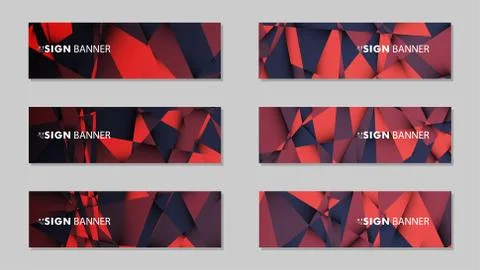Abstract rectangle vector banners with red black geometric gradient backgroun Illustrazione stock
