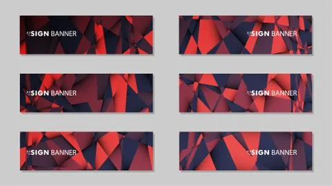Abstract rectangle vector banners with red black geometric gradient backgroun イラスト素材
