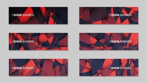 Abstract rectangle vector banners with red black geometric gradient backgroun Stock Illustration