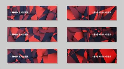 Abstract rectangle vector banners with red black geometric gradient backgroun イラスト素材