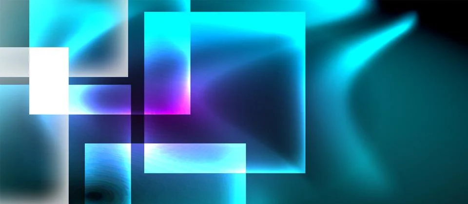 Abstract rectangles overlap, creating luminous gradients. Teal, cyan, purple Stockillustratie