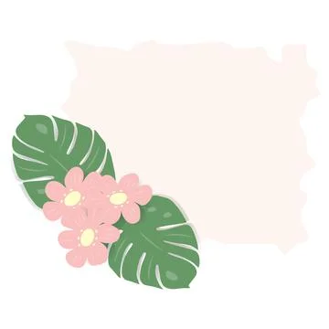 Abstract rectangular frame with an image of flowers in pink trendy colors and イラスト素材