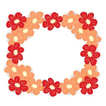 Abstract rectangular frame with an image of flowers in trendy pink color イラスト素材