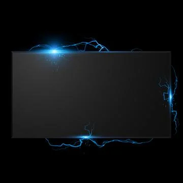 Abstract rectangular frame with lightning effect, neon blue, glow, bright energy Illustrazione stock