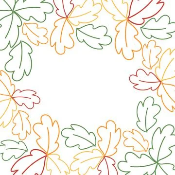 Abstract rectangular frame made of leaves of different colors in trendy shades Stock Illustration