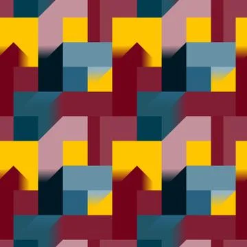 Abstract rectangular seamless pattern with geometric shapes and shades イラスト素材