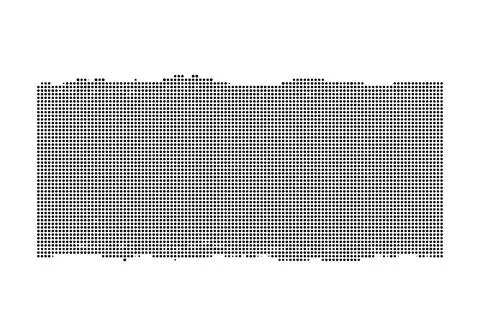 Abstract rectangular shape made of black halftone dots with rough distresse.. Illustrazione stock