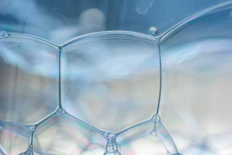 Abstract rectangular shaped soap bubbles in plastic bottle macro close up fro Stock Photos