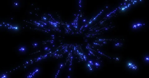 An abstract rectangular tunnel formed by flying blue particles that leave a Stock-Footage 270434686