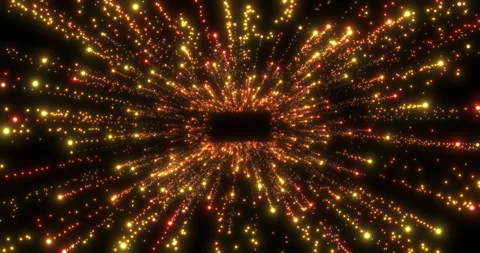 An abstract rectangular tunnel formed by incoming orange and red particles, Stock Footage 270435181