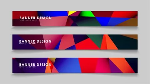 Abstract rectangular vector banners with colorful geometric gradient backgrou 库存插图