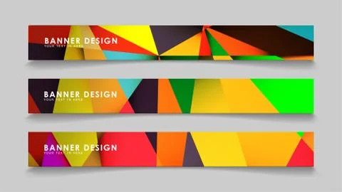 Abstract rectangular vector banners with colorful geometric gradient backgrou Ilustración de archivo