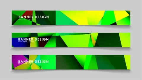 Abstract rectangular vector banners with colorful geometric gradient backgrou 库存插图