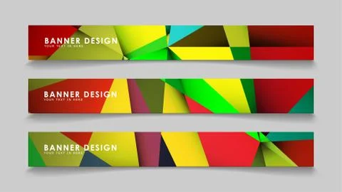 Abstract rectangular vector banners with colorful geometric gradient backgrou Illustrazione stock
