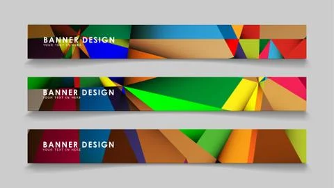Abstract rectangular vector banners with colorful geometric gradient backgrou Illustrazione stock