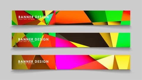 Abstract rectangular vector banners with colorful geometric gradient backgrou Ilustración de archivo